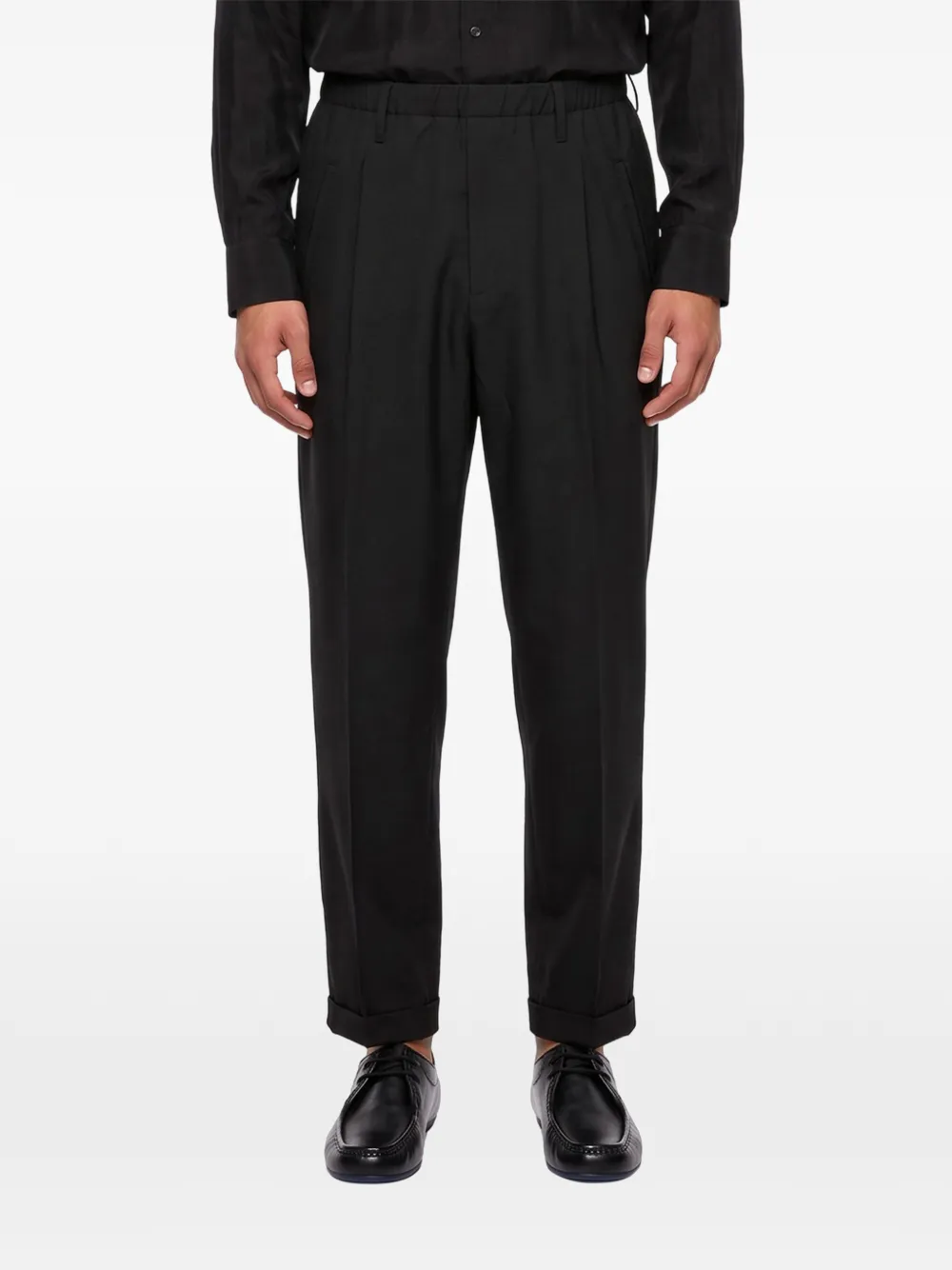 Magliano pleated-detail cuffed-hem straight-leg trousers Zwart