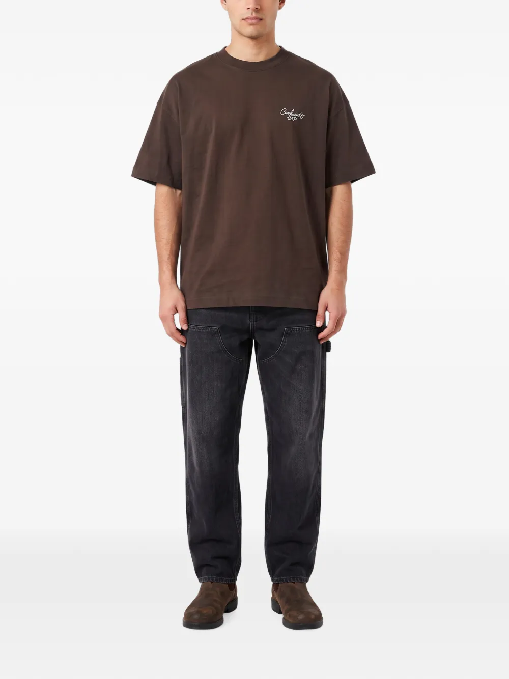 Carhartt WIP Signature Script T-shirt met geborduurd logo Bruin