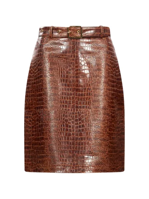 Rowen Rose mini croc-effect belted skirt