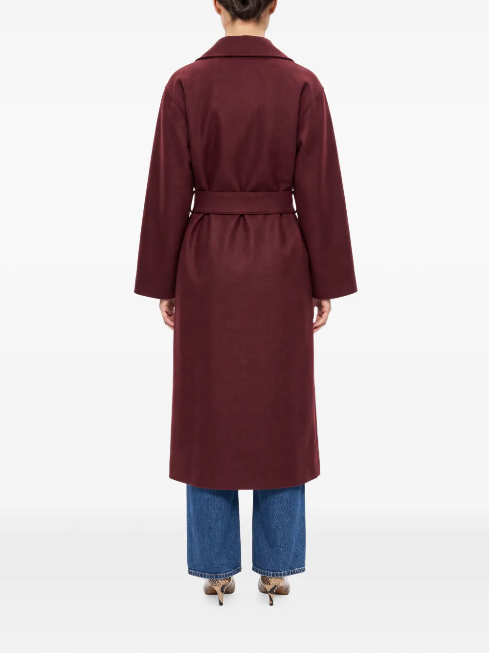 Harris Wharf London Jas met gekerfde revers en ceintuur Rood