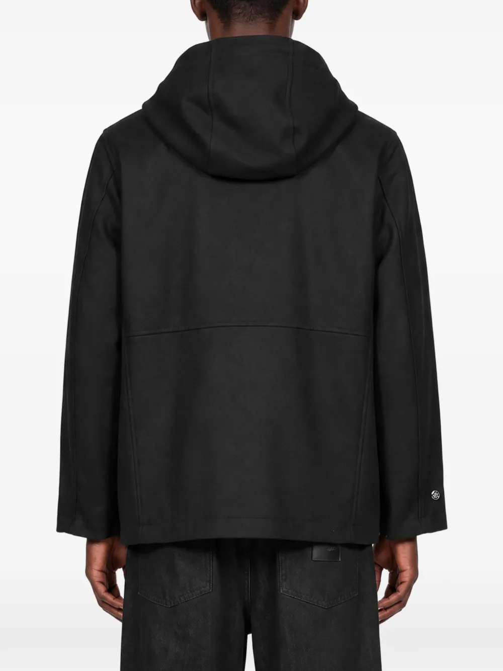 Mackintosh hooded press-stud coat Zwart