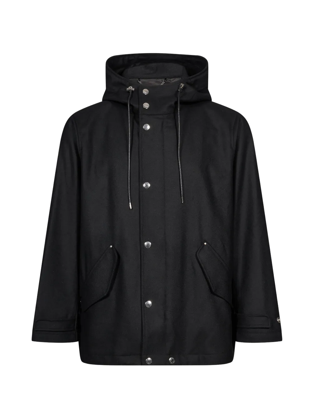 Mackintosh hooded press-stud coat Zwart