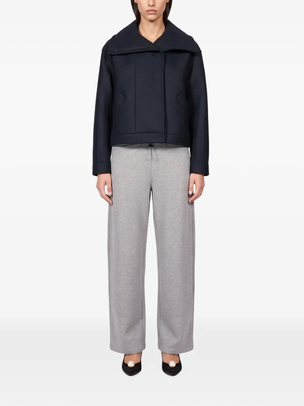 Harris Wharf London Cropped jack met asymmetrische kraag Blauw