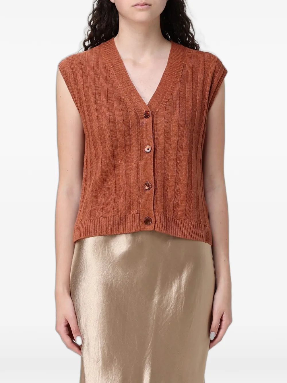 Max Mara ribbed-knit linen gilet - Arancione