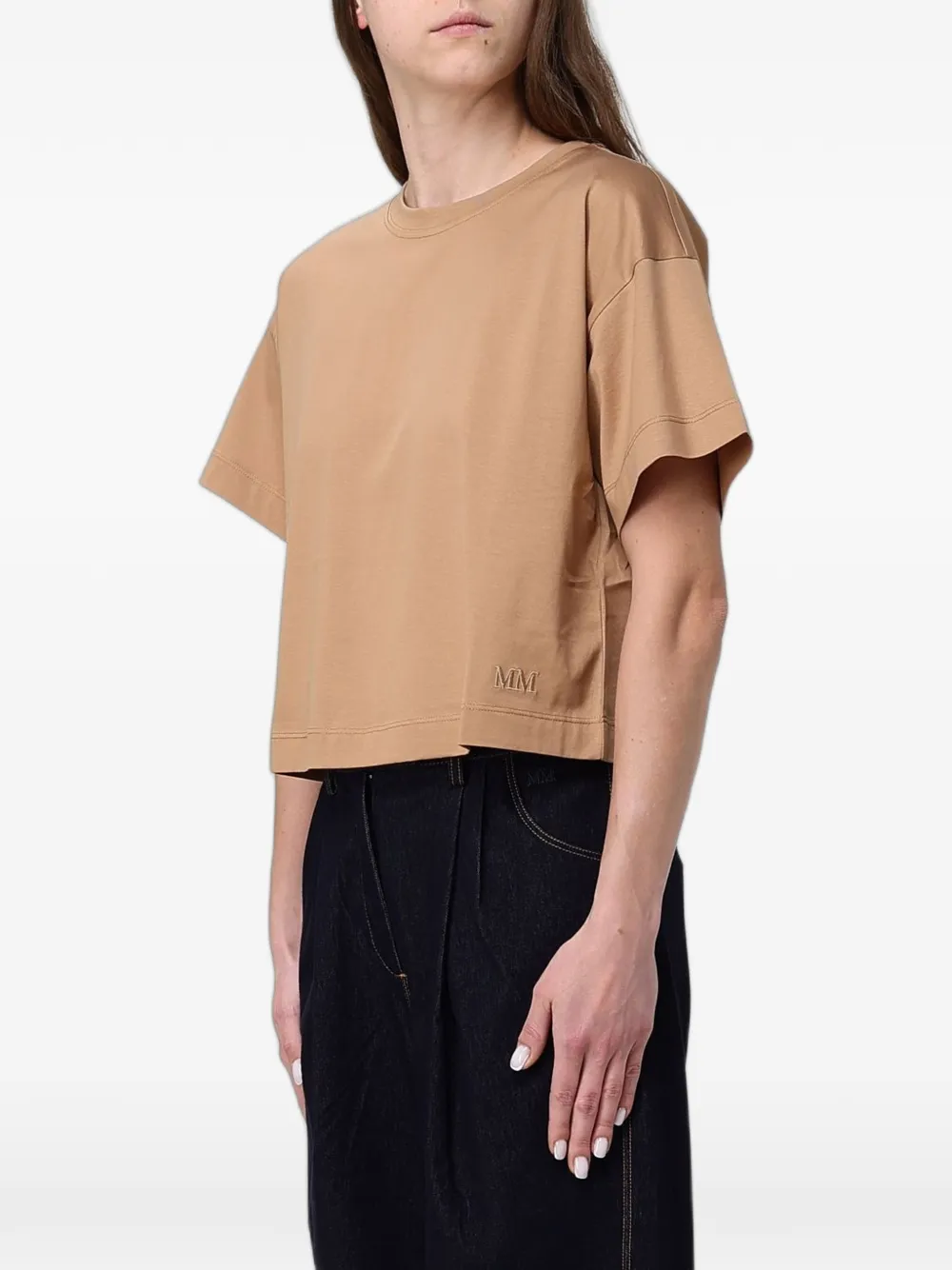 Max Mara T-shirt met geborduurd logo Beige