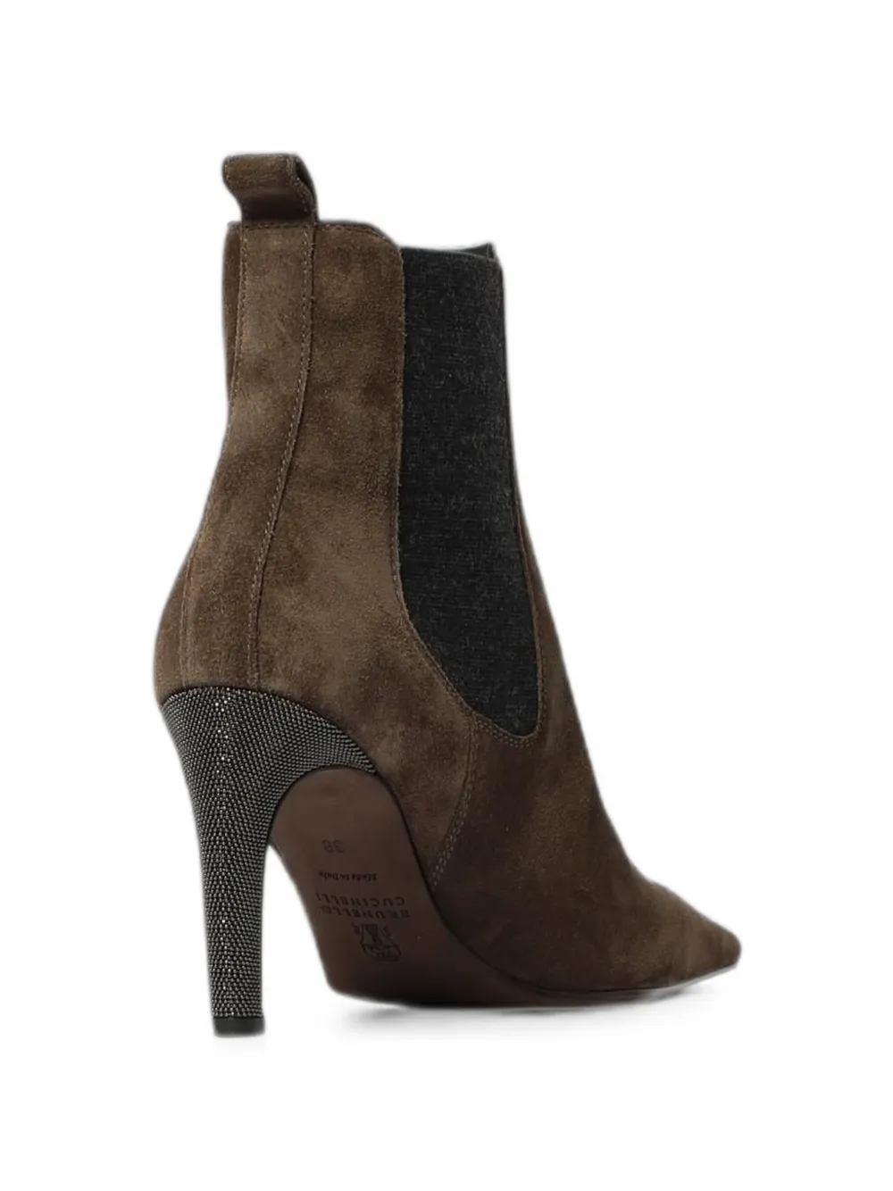Brunello Cucinelli monili-embellished suede ankle boots Bruin