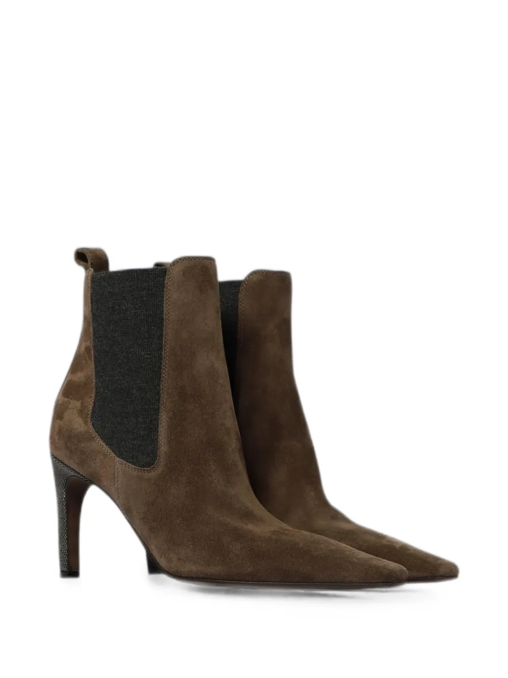 Brunello Cucinelli monili-embellished suede ankle boots Bruin