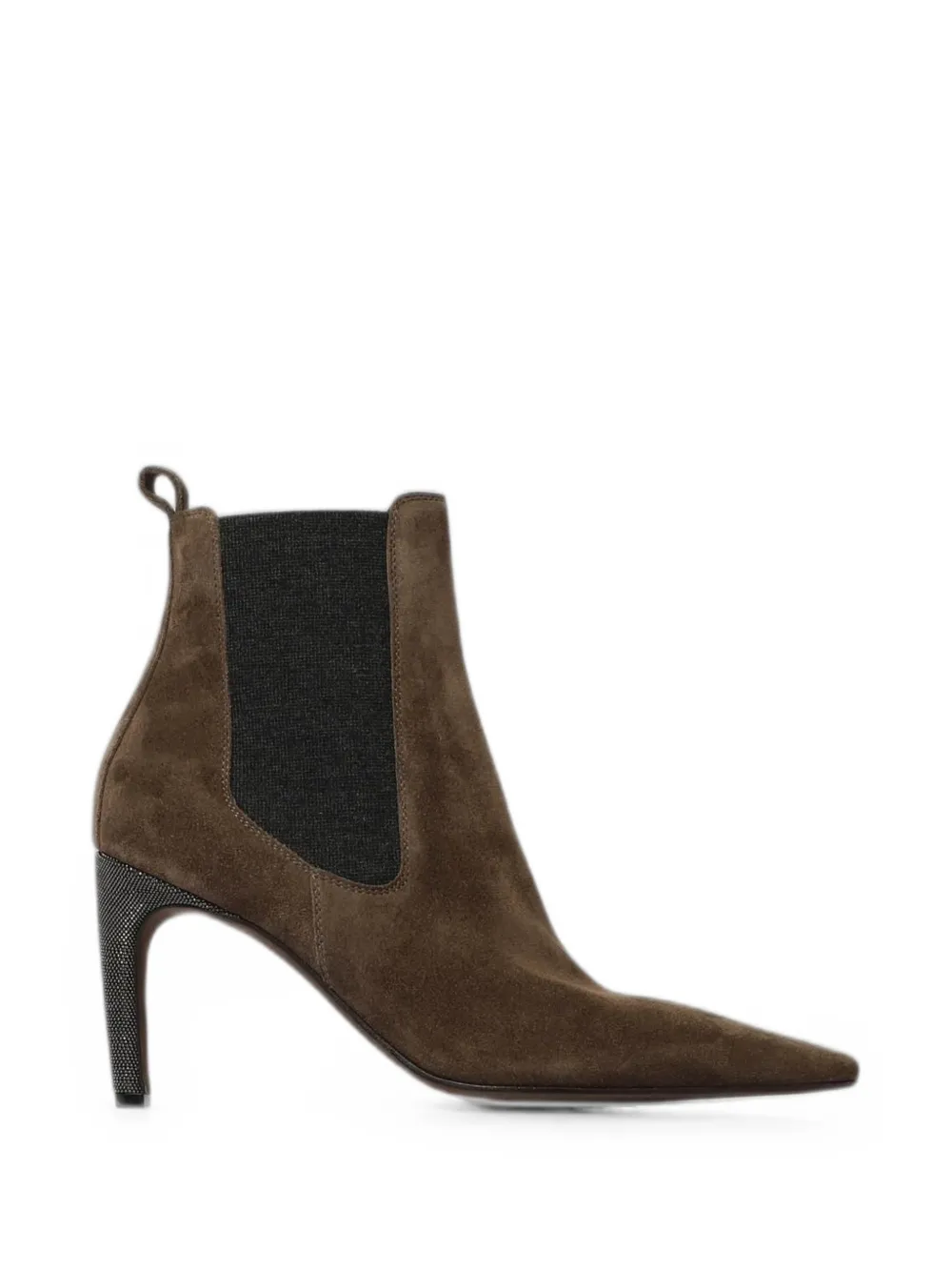 Brunello Cucinelli monili-embellished suede ankle boots Bruin