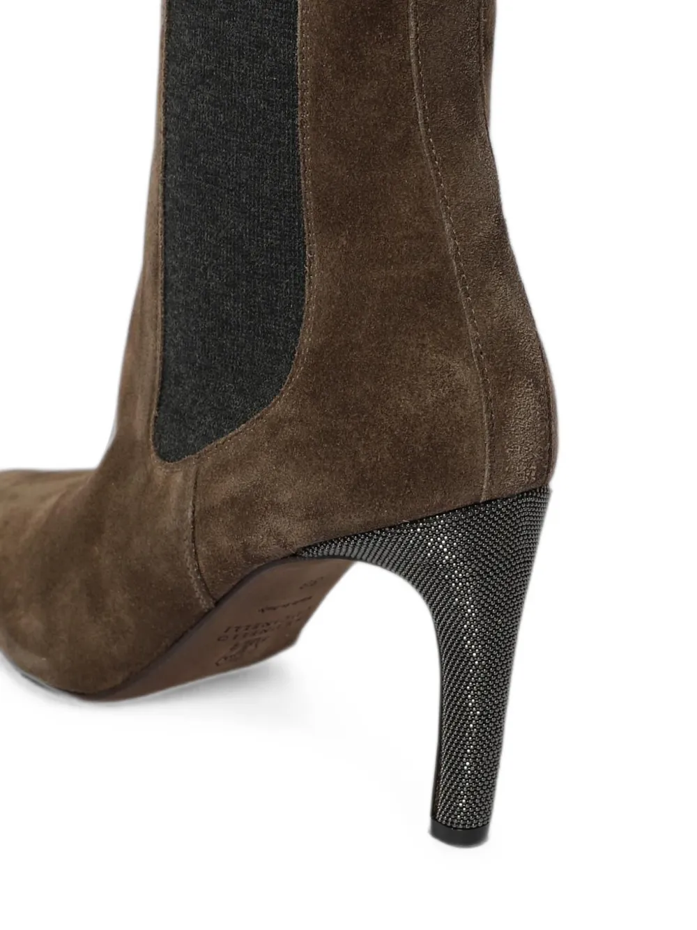 Brunello Cucinelli monili-embellished suede ankle boots Bruin