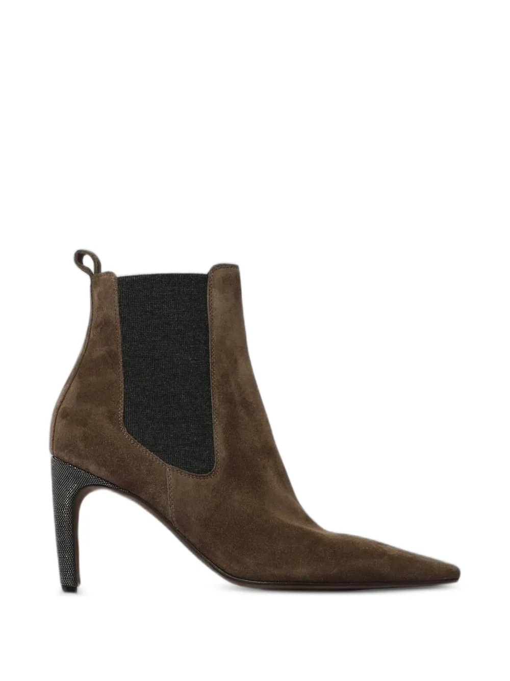 Brunello Cucinelli monili-embellished suede ankle boots - Brown