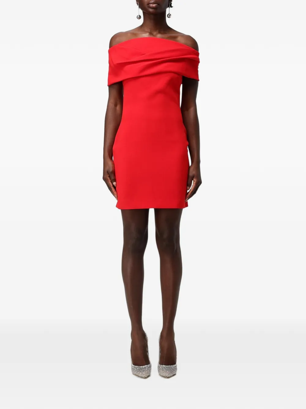 Solace London draped off-the-shoulder mini dress - Rosso