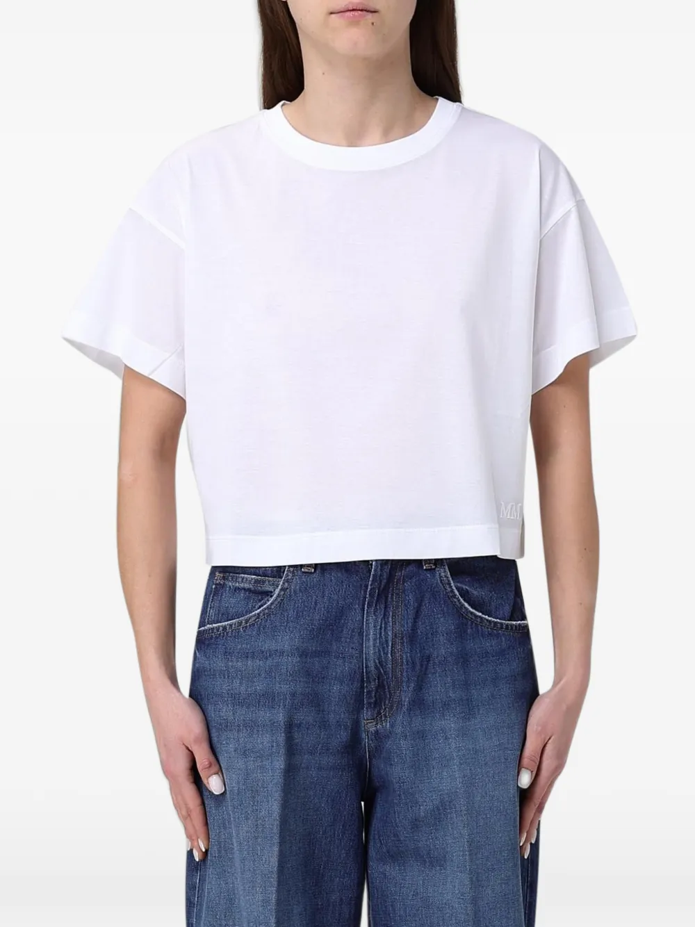 Max Mara T-shirt crop con ricamo - Bianco