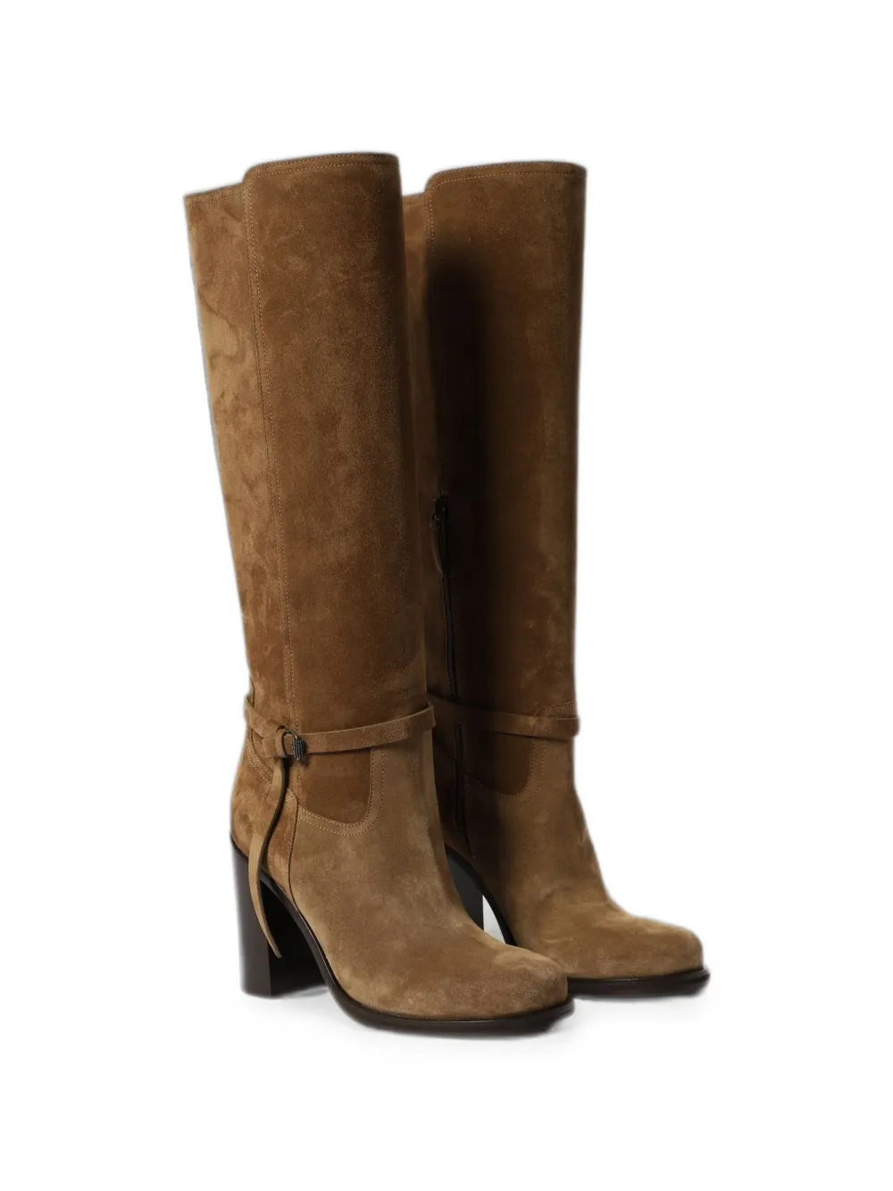Brunello Cucinelli buckle-detail suede boots Bruin