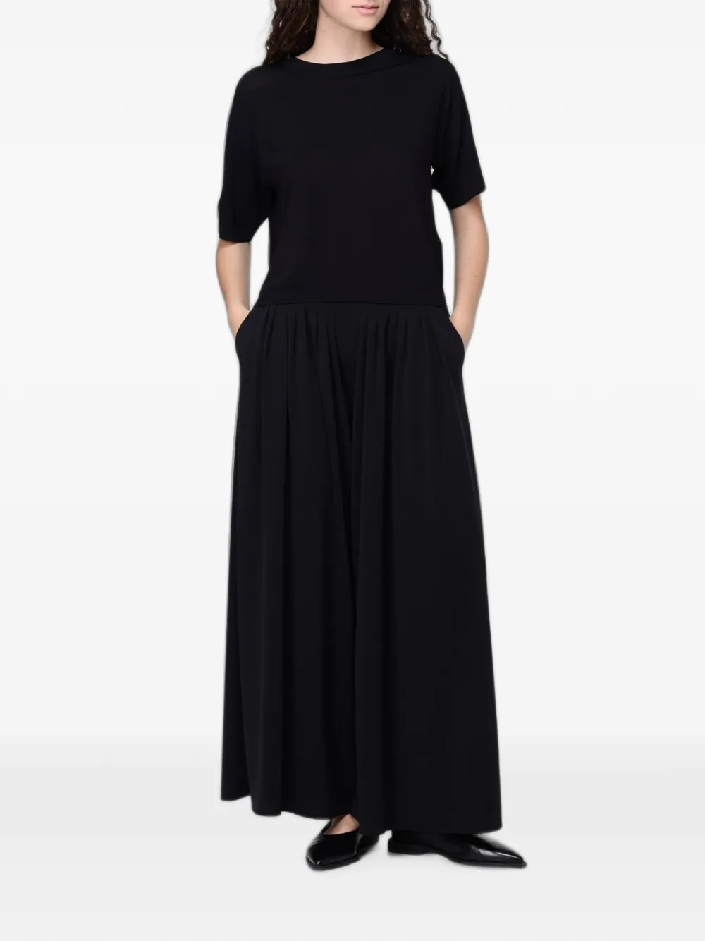 Max Mara Plooibroek met wijde pijpen Zwart