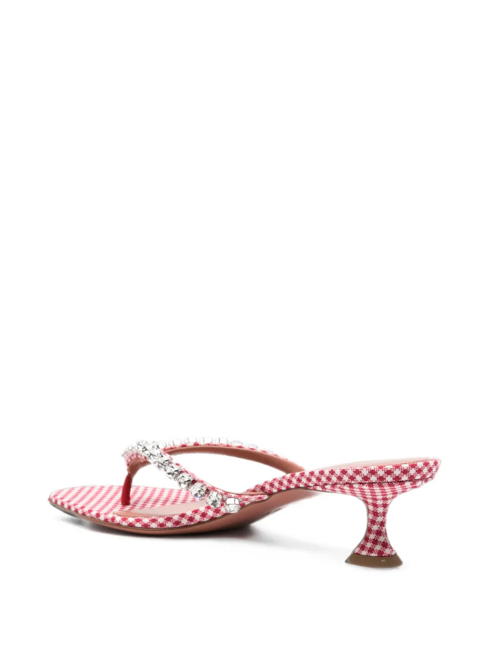 Amina Muaddi Gigi crystal-embellished gingham-pattern thong sandals Rood