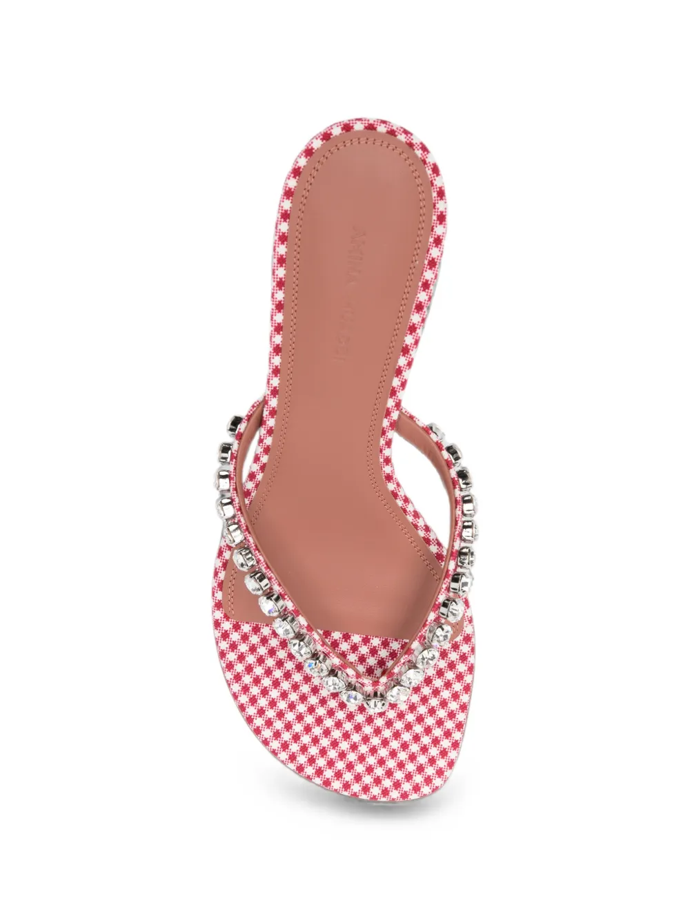 Amina Muaddi Gigi crystal-embellished gingham-pattern thong sandals Rood