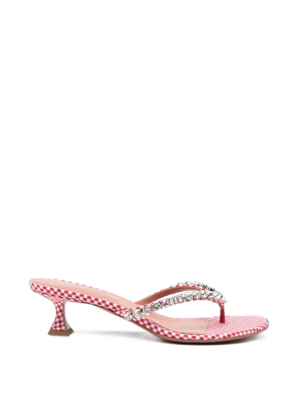Amina Muaddi Gigi crystal-embellished gingham-pattern thong sandals - Rosso