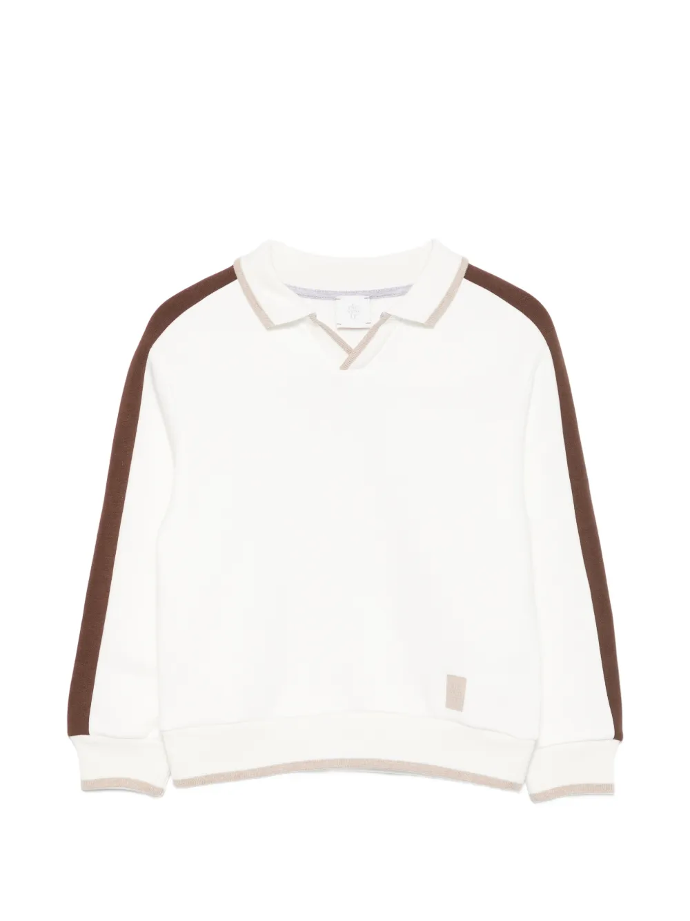 Eleventy Kids' Side-stripe Collar-detail Sweater In White