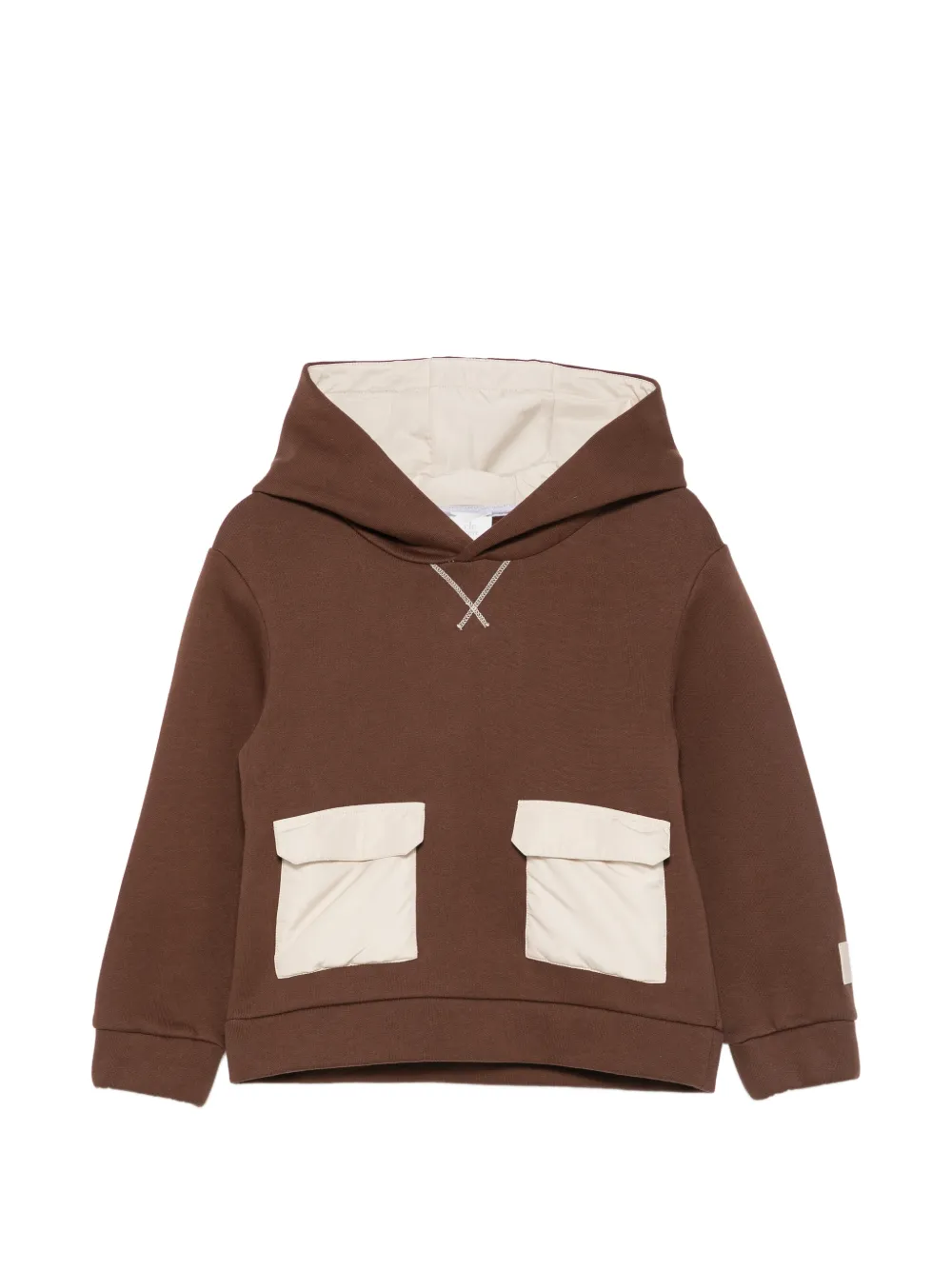 Eleventy Kids' Patch-pocket Hoodie In Brown