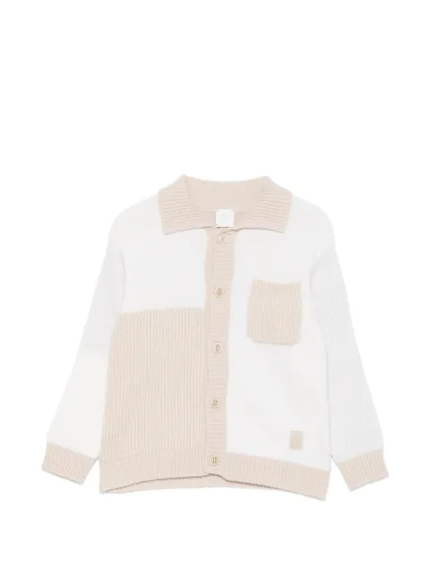 Eleventy Kids colour-block chest-pocket cardigan