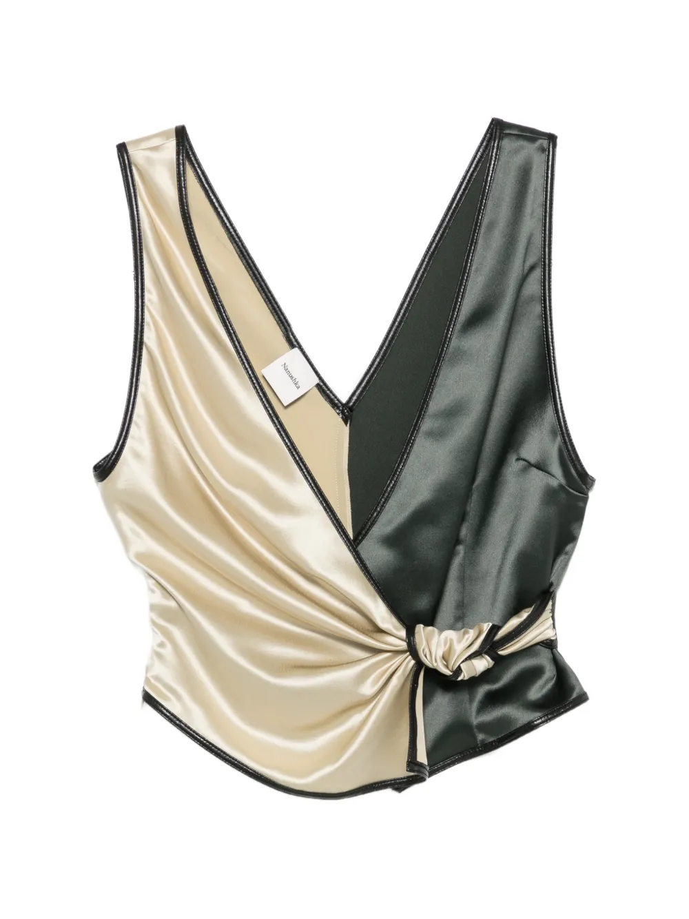 Nanushka Aisling two-tone knotted top - Toni neutri