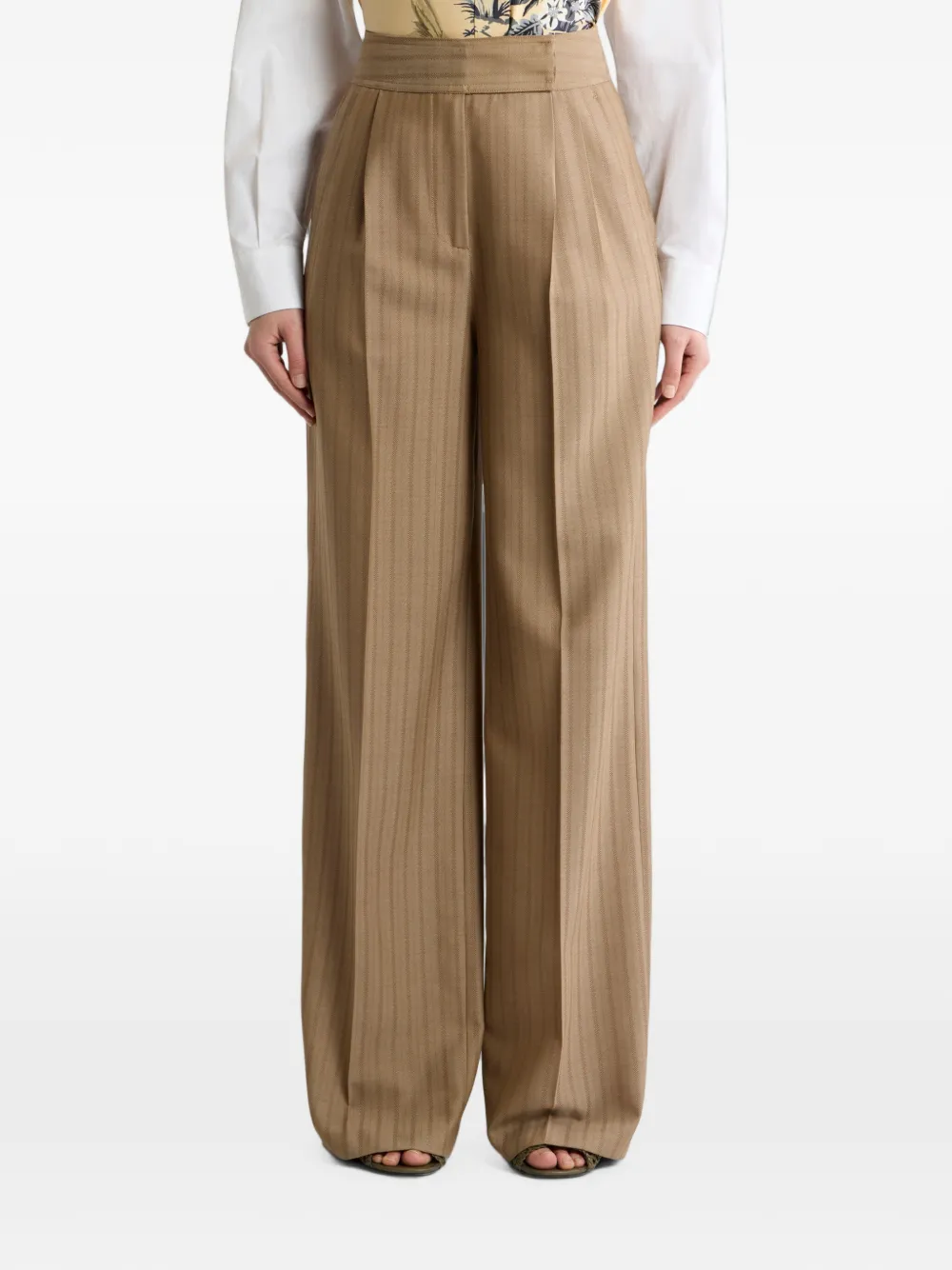 ETRO Wollen jacquard broek met gestreept patroon Bruin