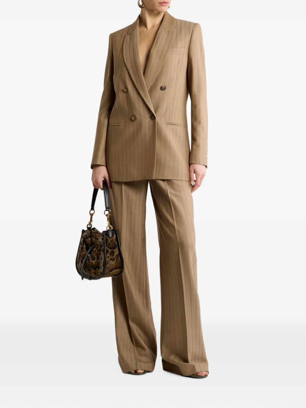 ETRO Wollen jacquard broek met gestreept patroon Bruin