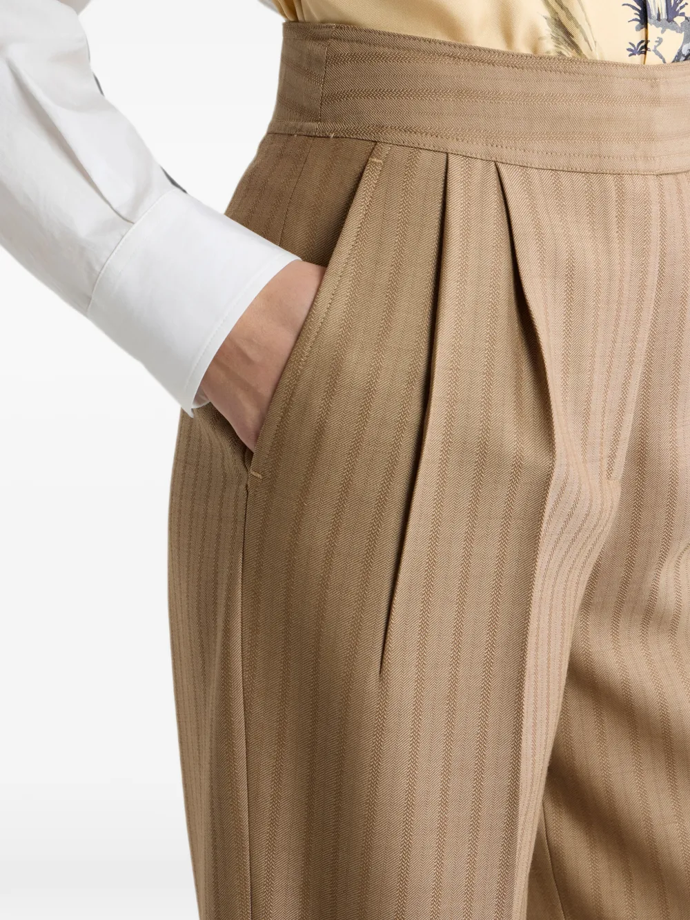 ETRO Wollen jacquard broek met gestreept patroon Bruin