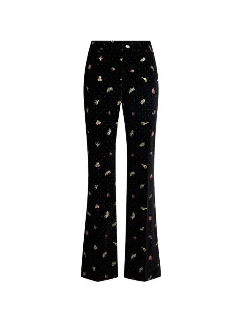 ETRO cotton velvet trousers with flower and animal motif