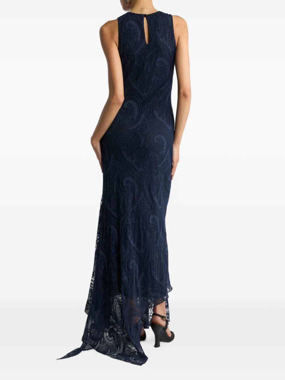 ETRO Maxi-jurk van katoenen-blend jersey met Paisley-motief Blauw