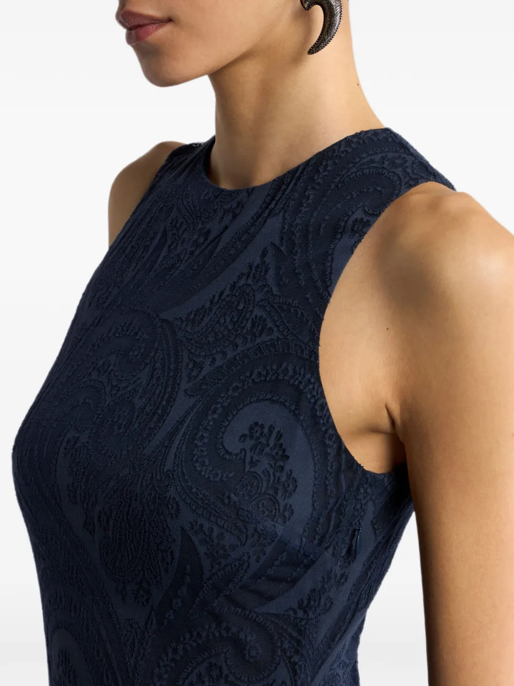 ETRO Maxi-jurk van katoenen-blend jersey met Paisley-motief Blauw