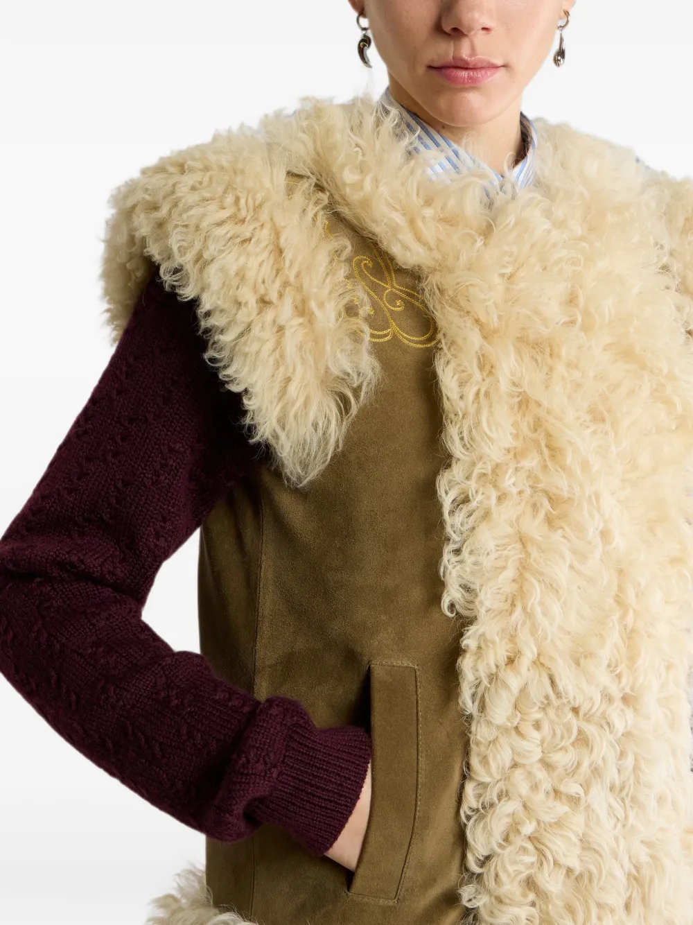 ETRO Lammy gilet met geborduurde pauw Bruin