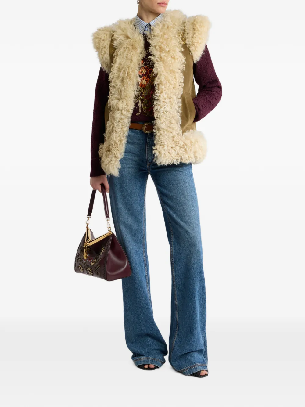 ETRO Lammy gilet met geborduurde pauw Bruin