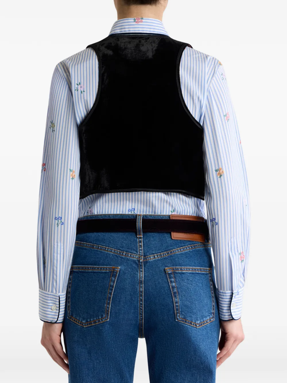 ETRO Cropped fluwelen gilet met borduurwerk en kralen Zwart