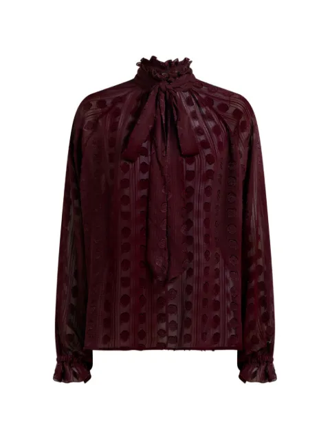 ETRO jacquard blouse with silk scarf and fil coupé motif