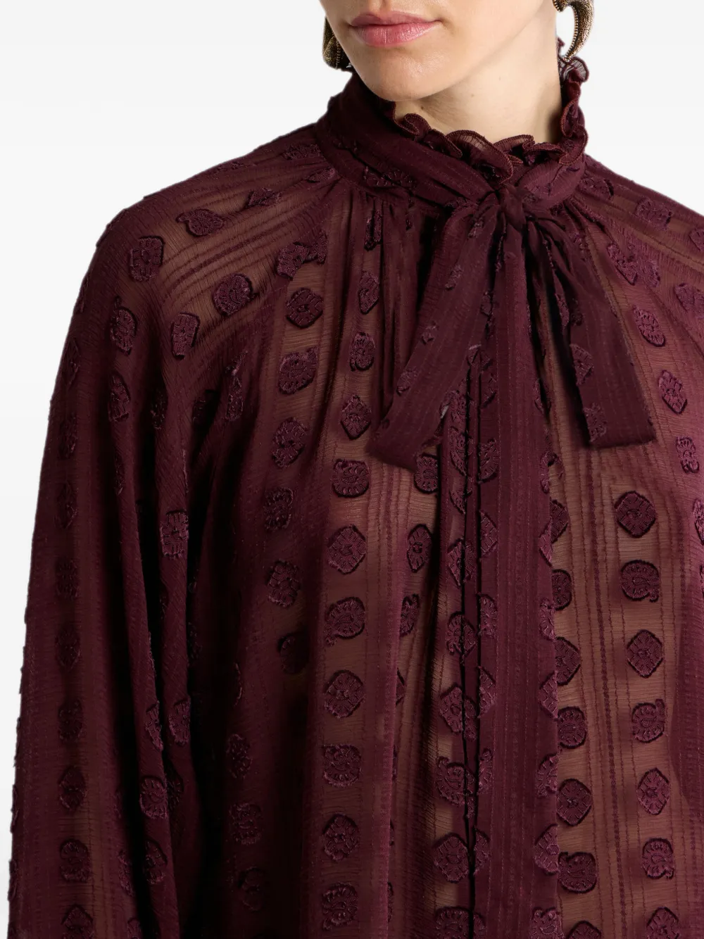 ETRO Jacquard blouse met zijden sjaal en fil coupé motief Rood