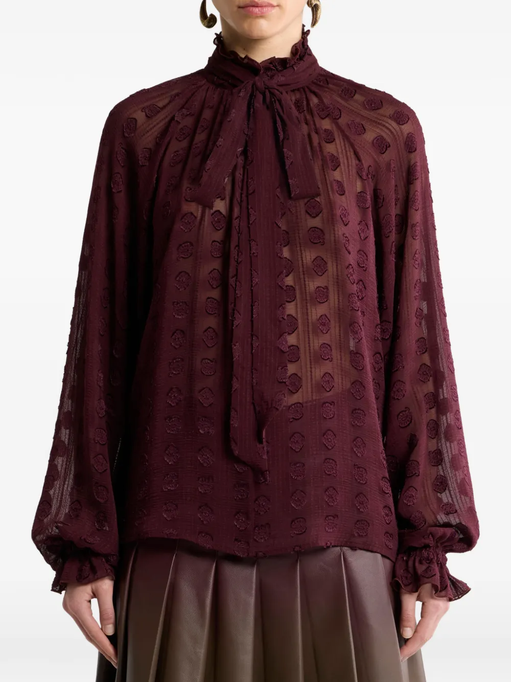 ETRO Jacquard blouse met zijden sjaal en fil coupé motief Rood