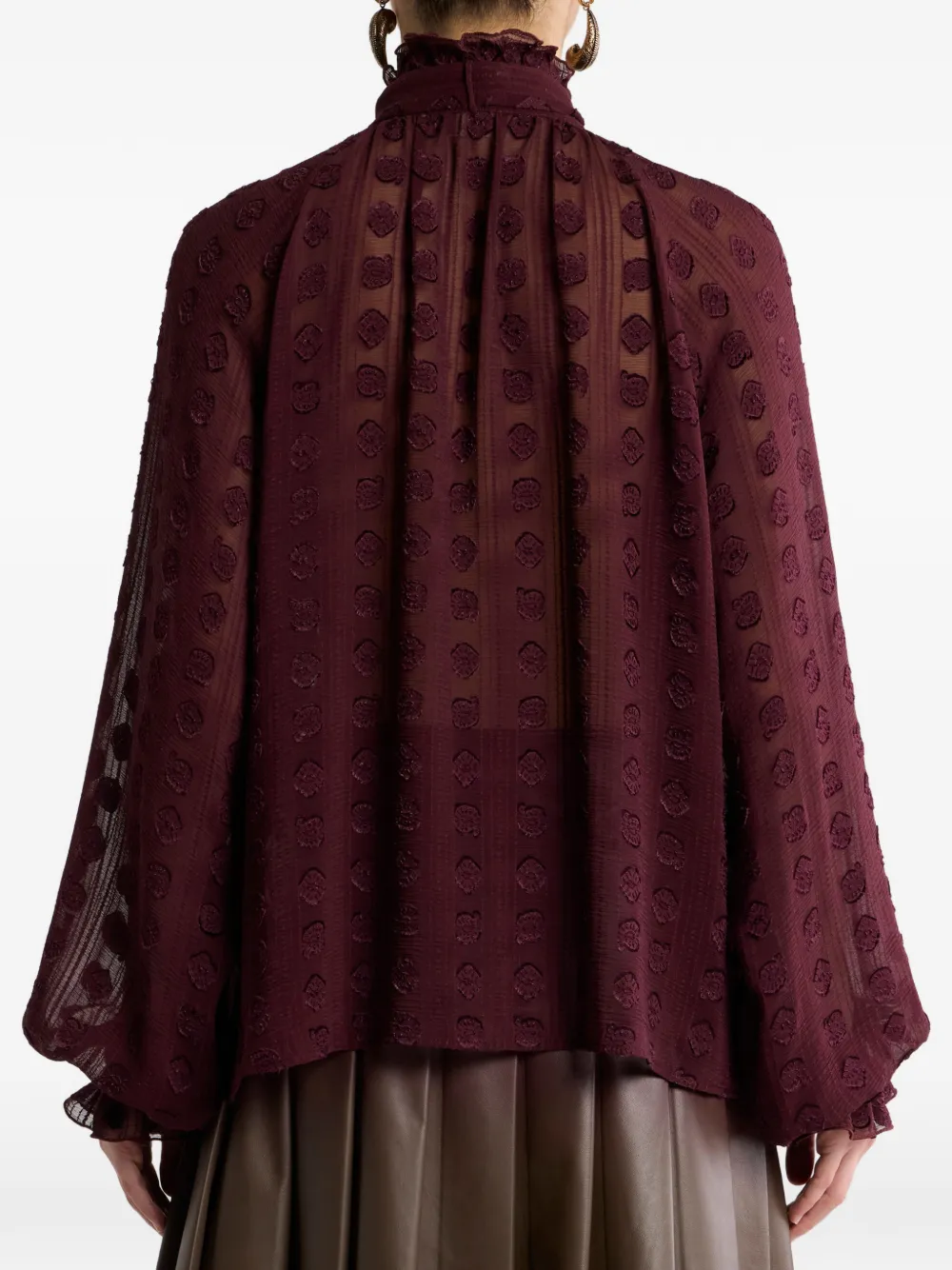 ETRO Jacquard blouse met zijden sjaal en fil coupé motief Rood