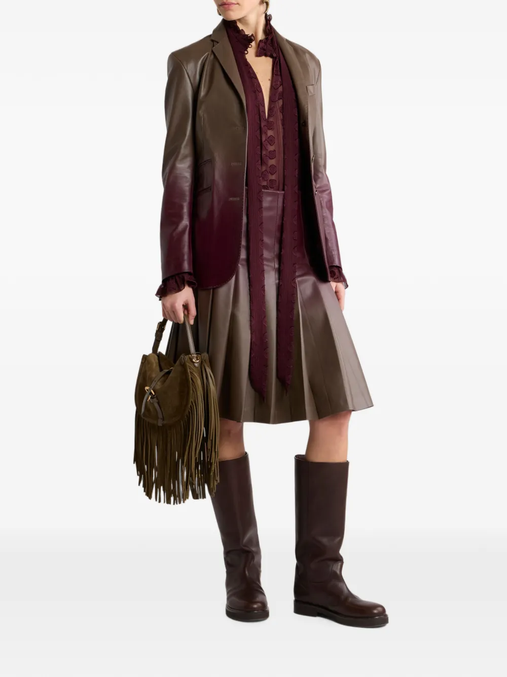 ETRO Jacquard blouse met zijden sjaal en fil coupé motief Rood