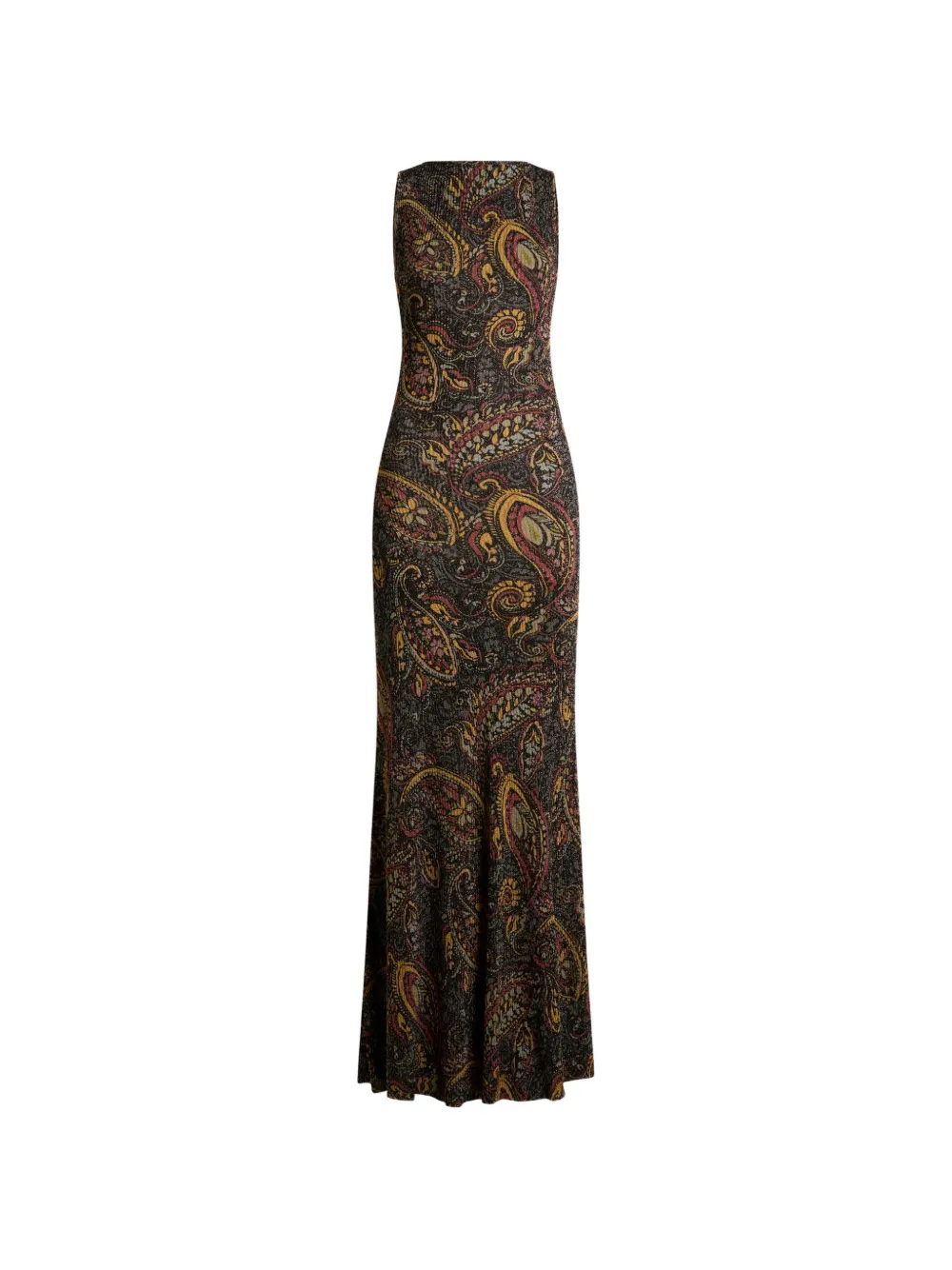 ETRO Abito lungo a coste con motivo paisley a fiori - Nero