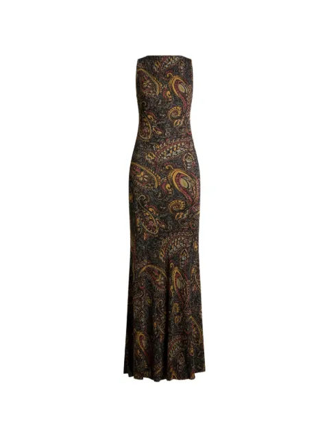 ETRO ribbed long dress with floral Paisley-motif
