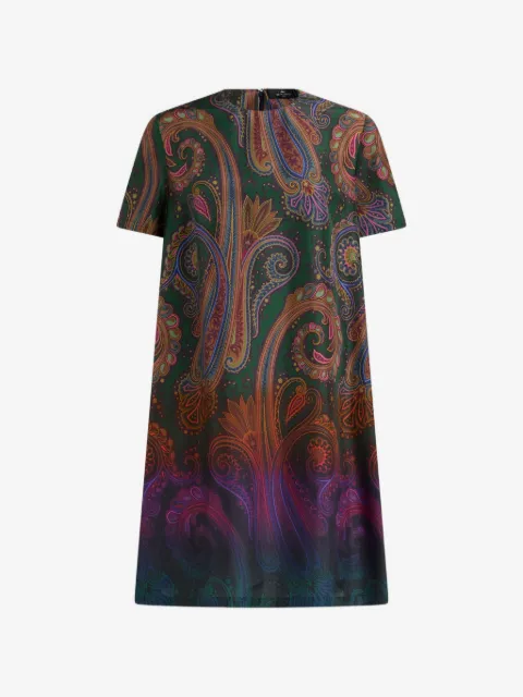 ETRO vestido corto de seda con motivo de cachemira degradado