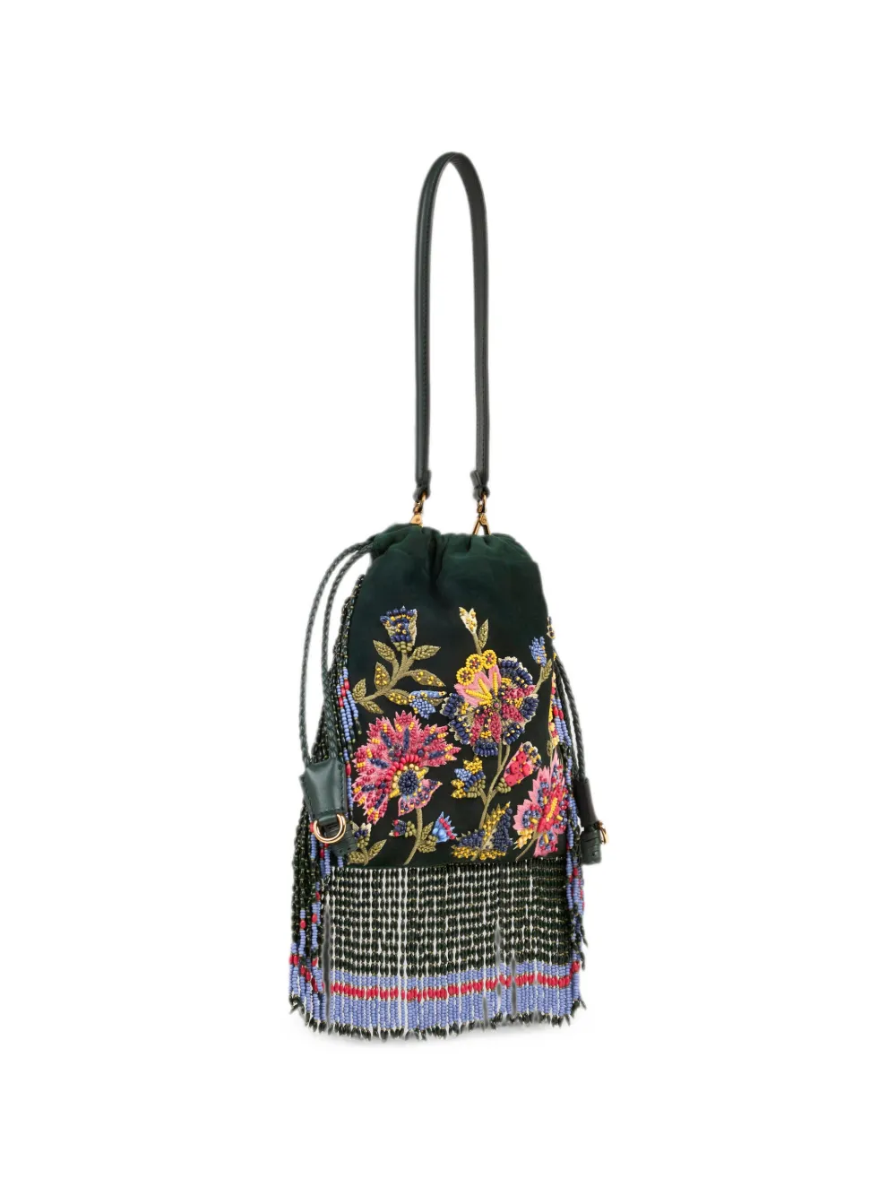 ETRO Kleine suède Kalispera tas met geborduurde bloemen en kralen Groen