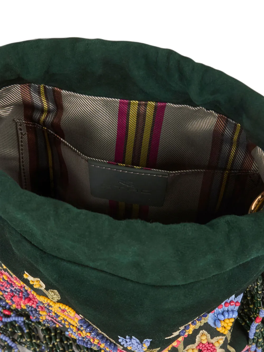 ETRO Kleine suède Kalispera tas met geborduurde bloemen en kralen Groen
