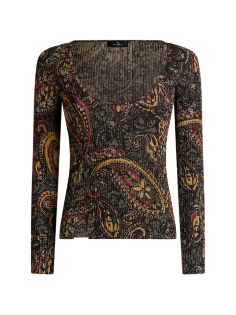 ETRO ribbed sweater with floral Paisley motif
