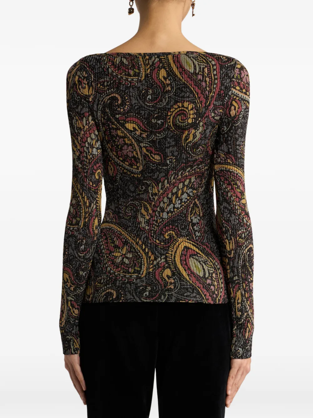 ETRO Geribbelde trui met Paisley-motief Zwart