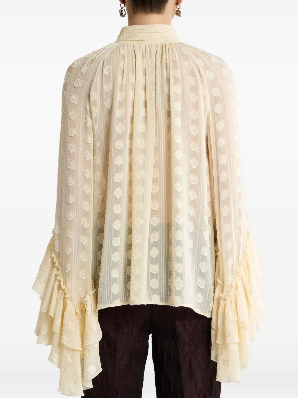 ETRO Jacquard blouse met ruches en fil coupé Beige