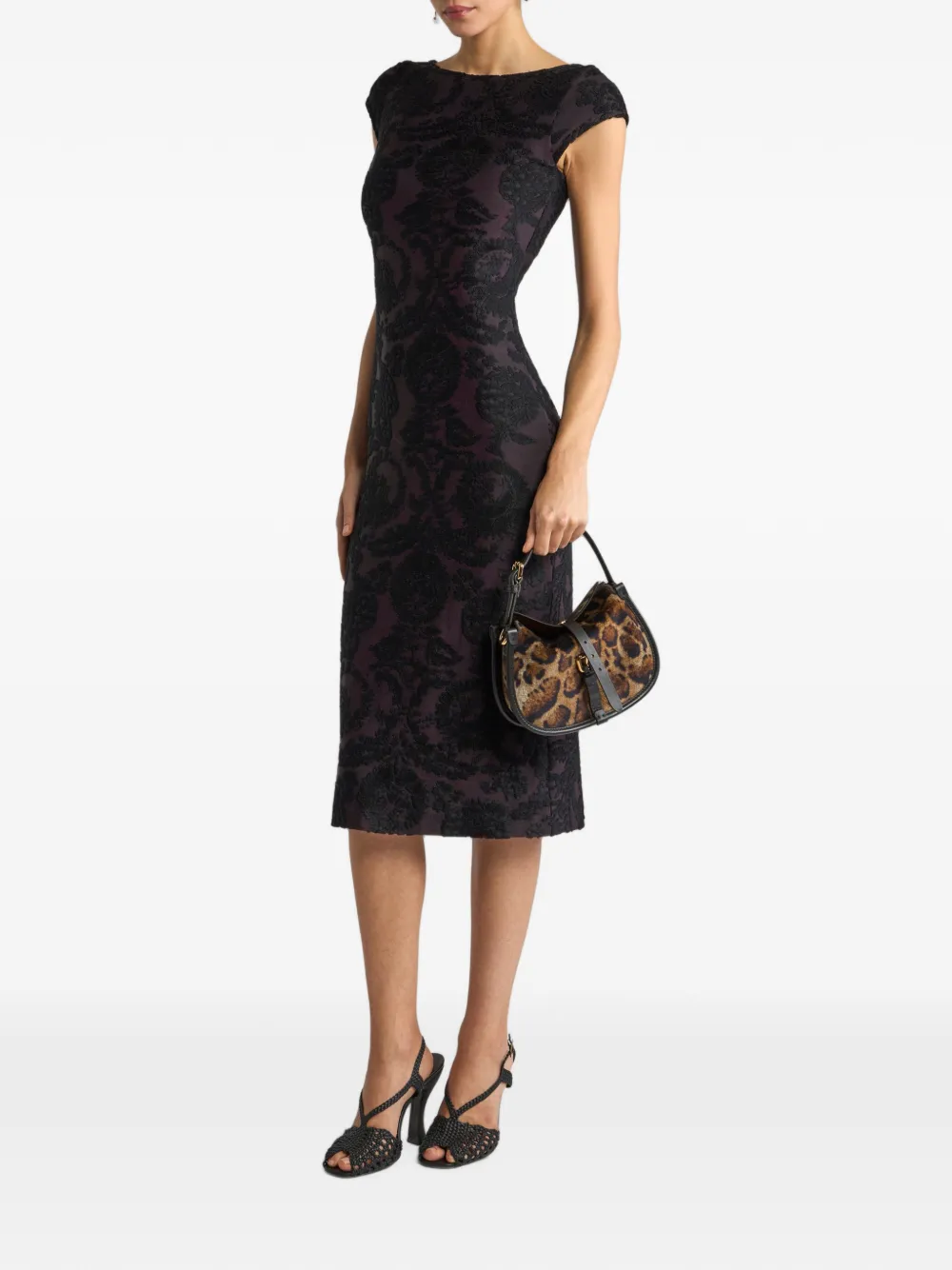 ETRO Chenille midi-jurk met paisley-patroon Zwart
