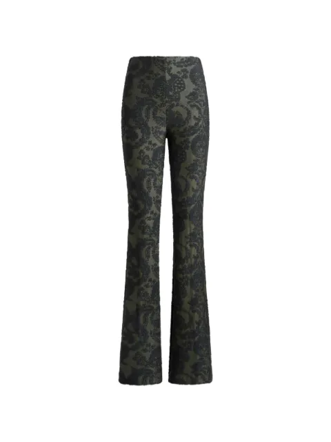 ETRO flared trousers in chenille jacquard with Paisley foliage motif