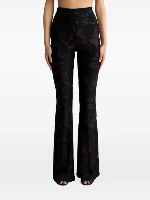 ETRO flared trousers in chenille jacquard with Paisley foliage motif